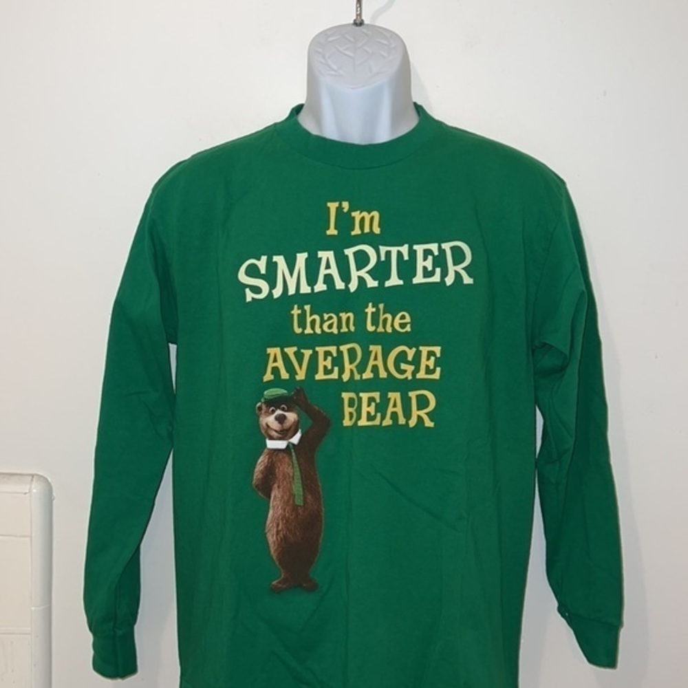 Youth Unisex Vintage 2010 Yogi Bear/The Movie Green Long Sleeved Graphic Tee - Picture 2 of 10